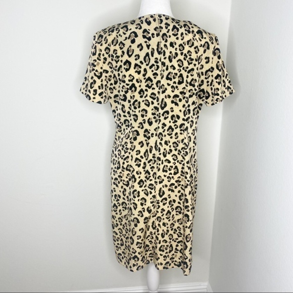 Harbor dress leopard print vneck shoulder padded shift dress - Picture 4 of 8